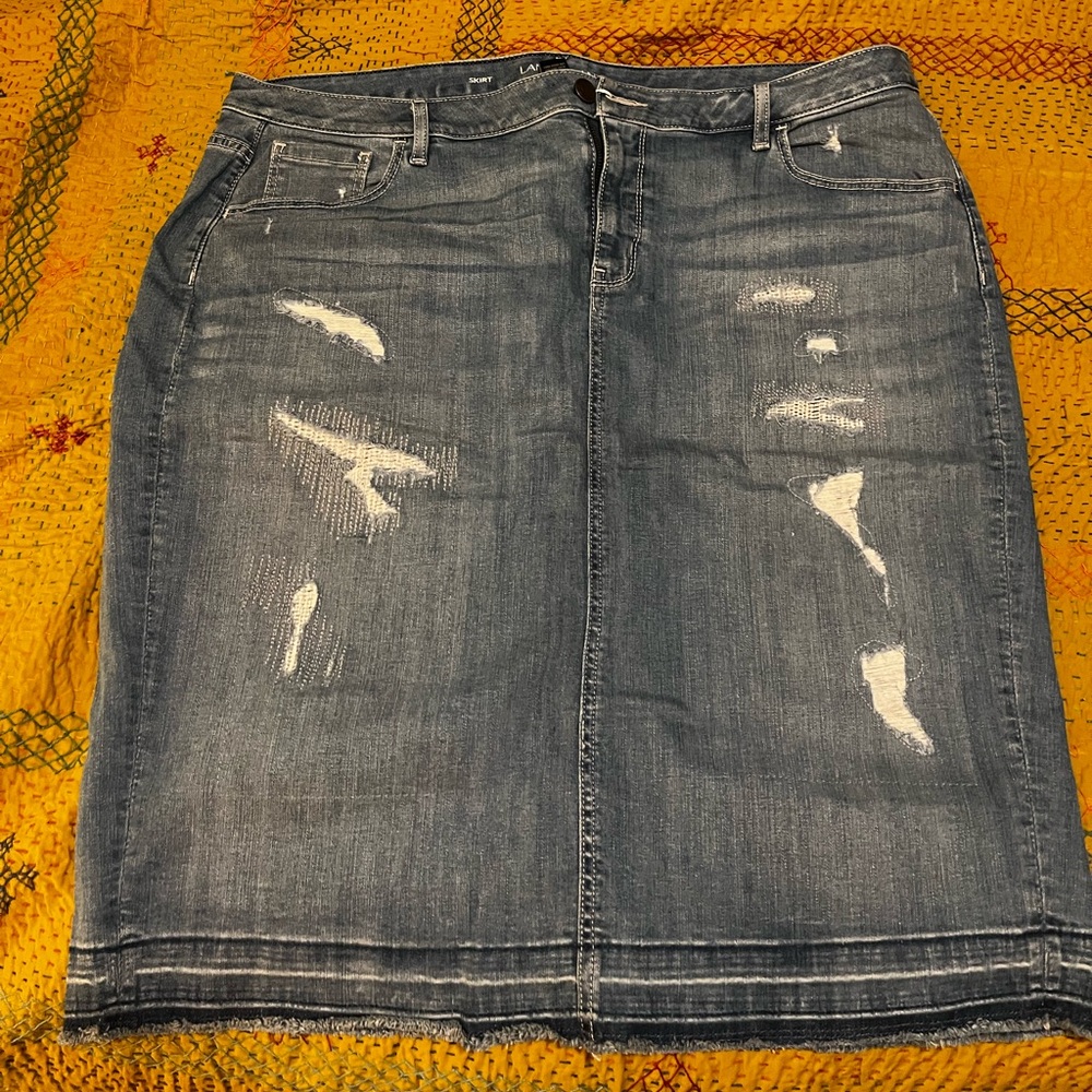 Lane Bryant Distressed Denim Skirt
